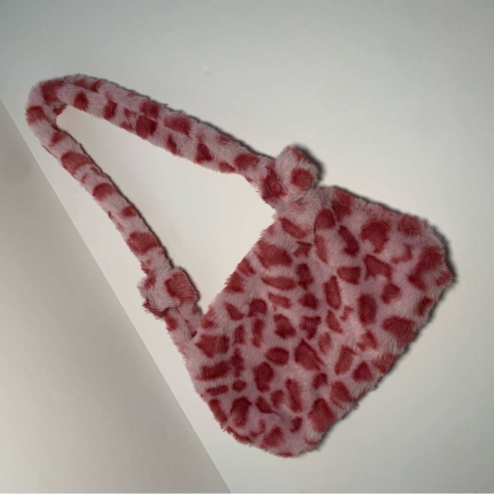 NEW Fuzzy Pink Leopard Print Shoulder Bag Cheetah purse kids women Y2k tween